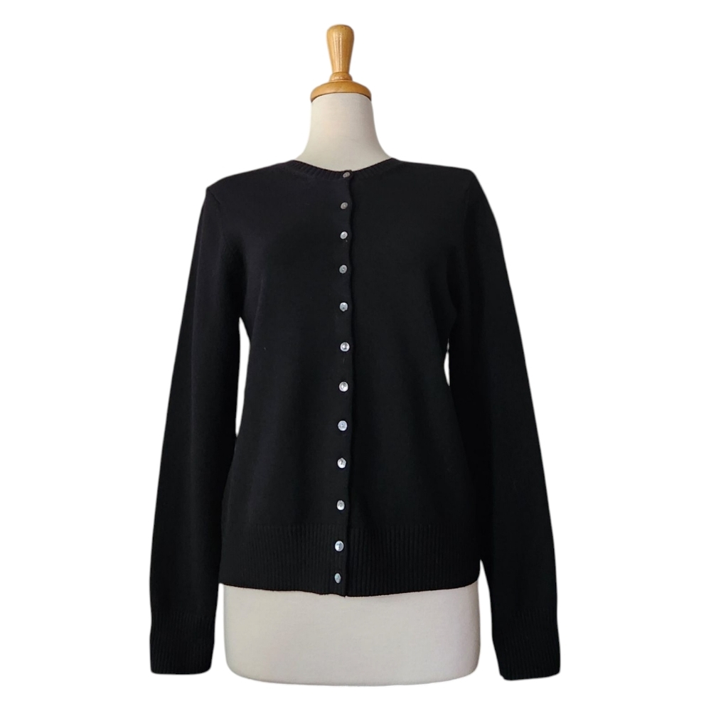 Charter Club Black Cardigan Wool Blend Sweater Women's XL 90s Preppy